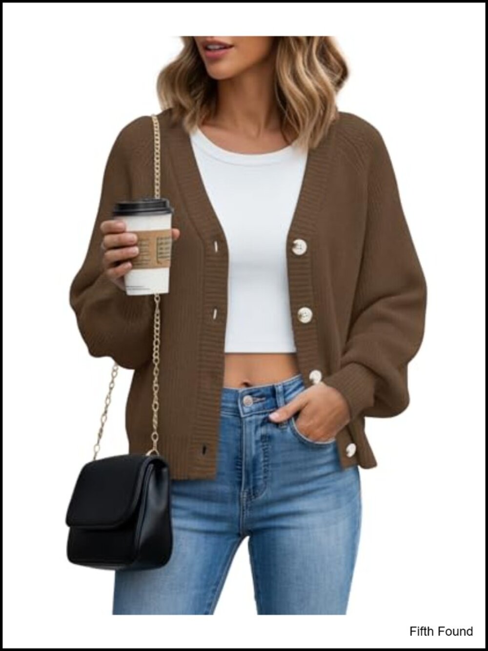Womens Open Front Button Cardigan Long Sleeve Chunky Knit Short Sweater
